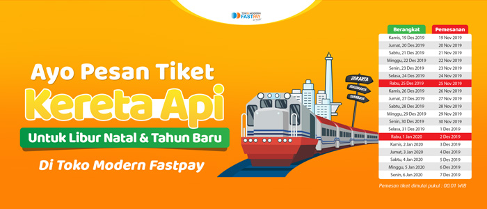 tiket kereta natal tahun baru 2020 toko modern fastpay