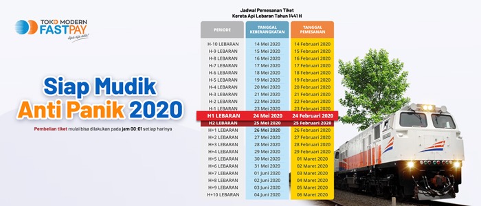 jadwal pemesanan tiket KA Toko Modern Fastpay